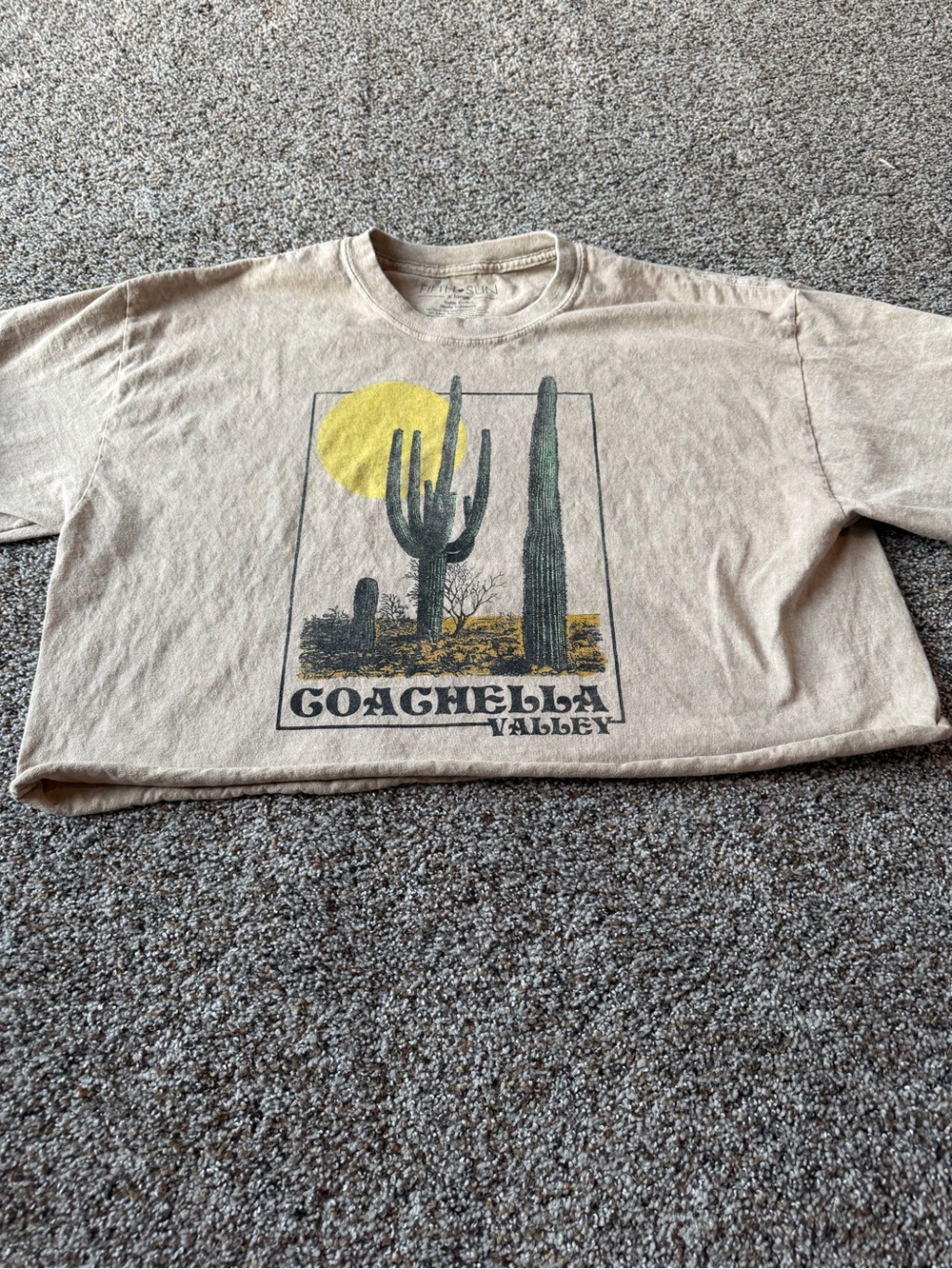 Fifth Sun Coachella Valley Cactus Desert Oversized Crop Tee Women's XL